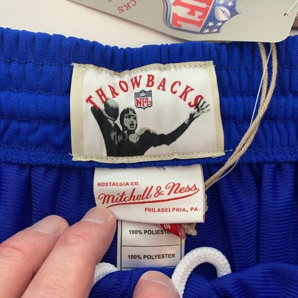 New England Patriots Retro Blue Red Mitchell & Ness Athletic Shorts Large New - Picture 2 of 7